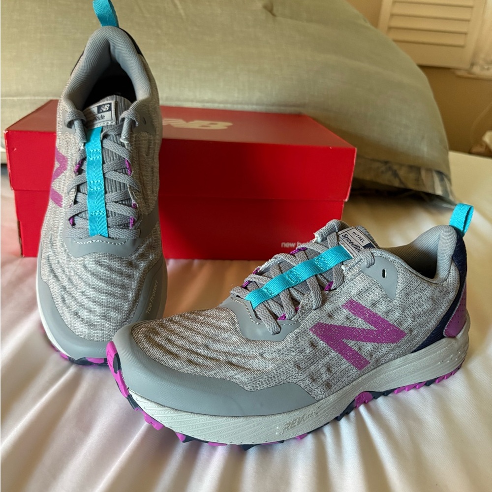 New Balance Gray and Purple Trail Running Shoes 8.5